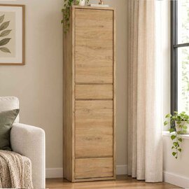 Sholka Wooden Narrow Storage Cabinet With 2 Door 2 Drawer In Oak